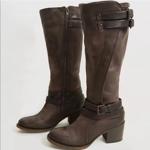 FREEBIRD by Steven Clive Tall Leather Brown Brown, Distressed Buckle, Size 8 - Picture 13 of 16